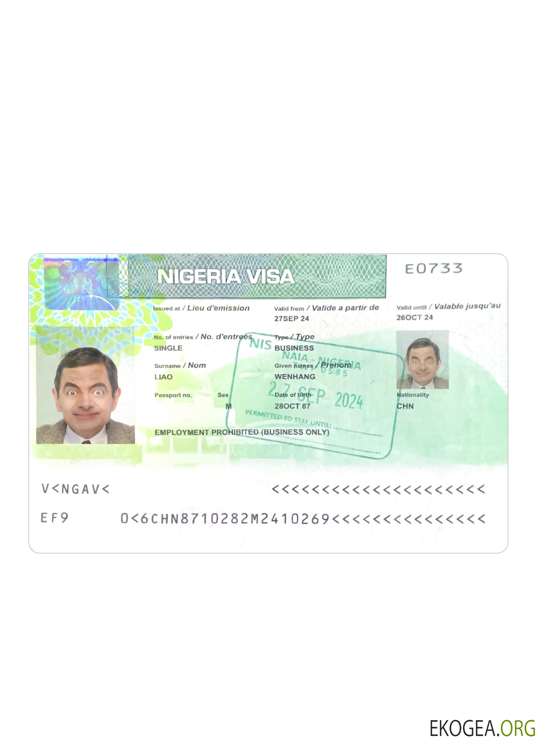 Visa Nigéria 2024 présent